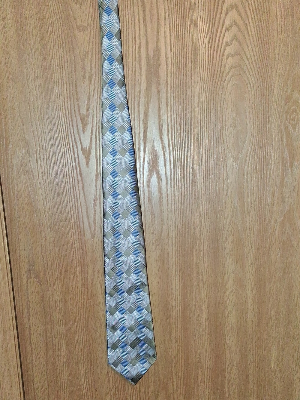 NWOT MENS Pronto Uomo Blue and Gray Checked Silk Tie XLONG LENGTH